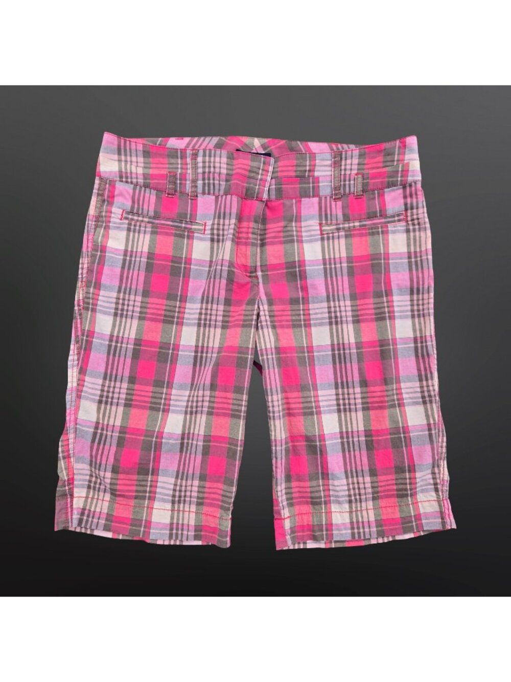 Y2K Tommy Hilfiger Pink Plaid Low Rise Capri Pants Long Bermuda Shorts Size 10